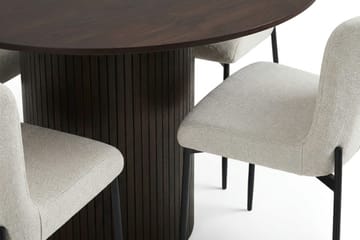 Kopparbo rund spisegruppe 130 cm i røget eg med 6 Elsie-spisestole - Røget eg - Møbler - Borde - Spisebordssæt