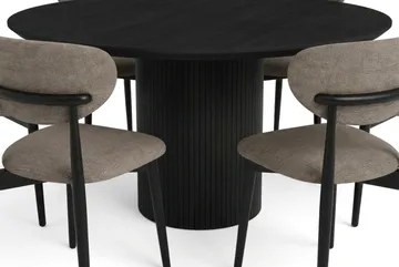 Kopparbo rund spisegruppe 150 cm Sort med 6 Molly-spisebordsstole - Sortbejdset eg - Møbler - Borde - Spisebordssæt