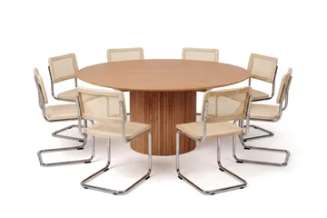 Kopparbo rund spisegruppe 180 cm Eg med 8 Build-spisebordsstole - Eg - Møbler - Borde - Spisebordssæt