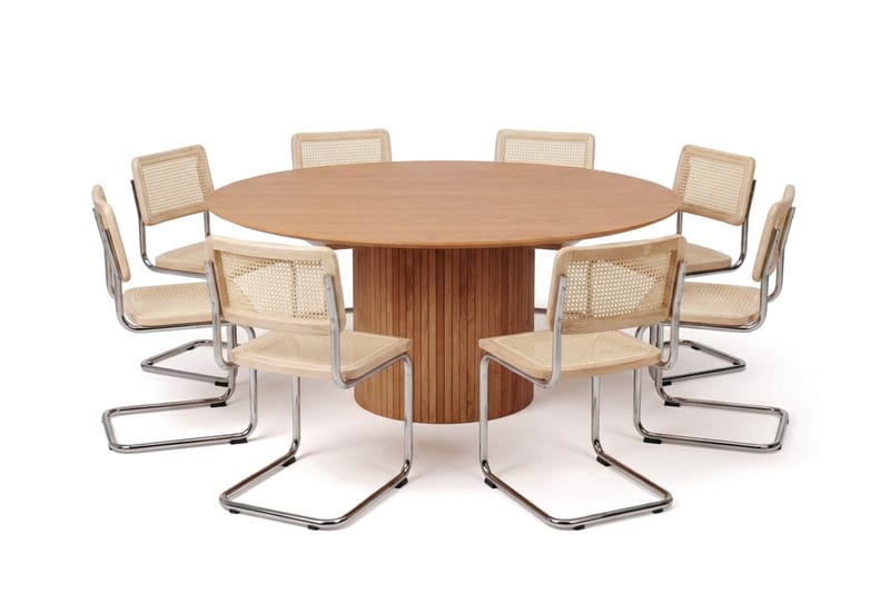 Kopparbo rund spisegruppe 180 cm Eg med 8 Build-spisebordsstole - Eg - Møbler - Borde - Spisebordssæt
