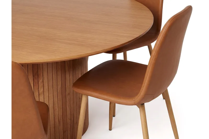 Kopparbo rund spisegruppe 180 cm eg med 8 Nibe-spisestole - Eg - Møbler - Borde - Spisebordssæt