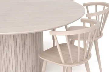 Kopparbo rund spisegruppe 180 cm hvidbejdset med 8 Tyrö-spisestole - Hvidbejdset eg - Møbler - Borde - Spisebordssæt