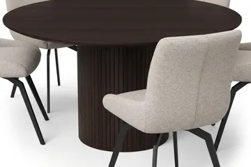 Kopparbo rund spisegruppe 180 cm røget eg med 8 Mora-spisestole - Røget eg - Møbler - Borde - Spisebordssæt