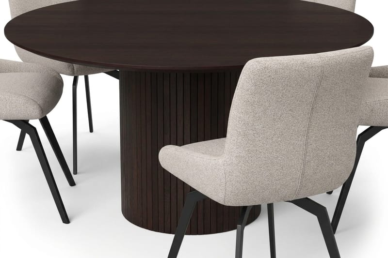 Kopparbo rund spisegruppe 180 cm røget eg med 8 Mora-spisestole - Røget eg - Møbler - Borde - Spisebordssæt