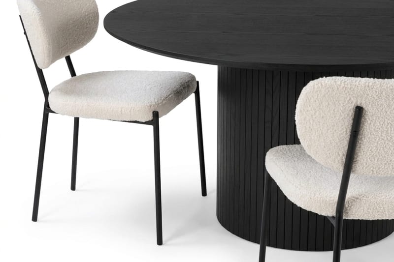 Kopparbo rund spisegruppe 180 cm sort med 8 Gemmiano-spisestole - Sort - Møbler - Borde - Spisebordssæt