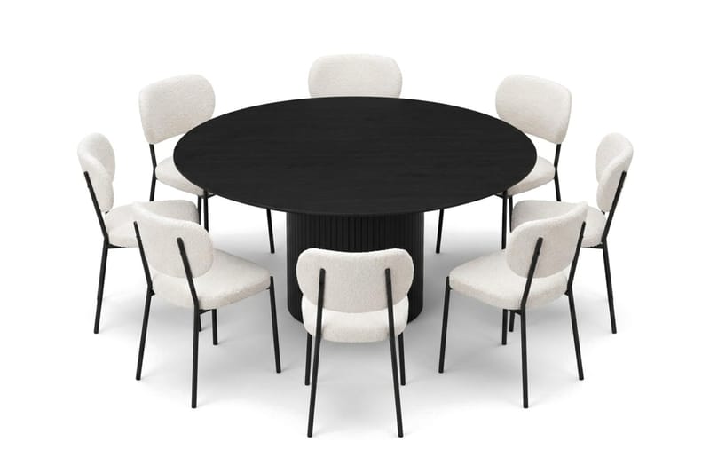 Kopparbo rund spisegruppe 180 cm sort med 8 Gemmiano-spisestole - Sortbejdset eg - Møbler - Borde - Spisebordssæt