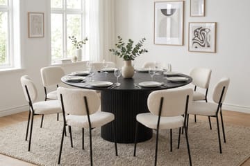 Kopparbo rund spisegruppe 180 cm sort med 8 Gemmiano-spisestole - Sortbejdset eg - Møbler - Borde - Spisebordssæt