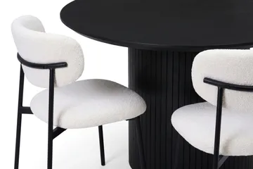 Kopparbo rund spisegruppe 180 cm sort med 8 Lucy-spisestole - Sort - Møbler - Borde - Spisebordssæt