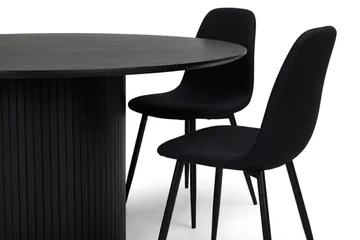 Kopparbo rund spisegruppe 180 cm sort med 8 Nibe-spisestole - Sort - Møbler - Borde - Spisebordssæt