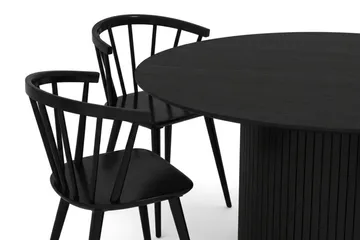 Kopparbo rund spisegruppe 180 cm sort med 8 Tyrö-spisestole - Sortbejdset eg - Møbler - Borde - Spisebordssæt
