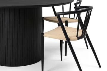 Kopparbo rund spisegruppe 180 cm sort med 8 Winston-spisestole - Sort - Møbler - Borde - Spisebordssæt