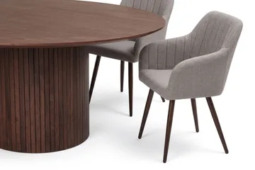 Kopparbo rund spisegruppe 180 cm Valnød med 8 Filippa-spisebordsstole - Valnød - Møbler - Borde - Spisebordssæt