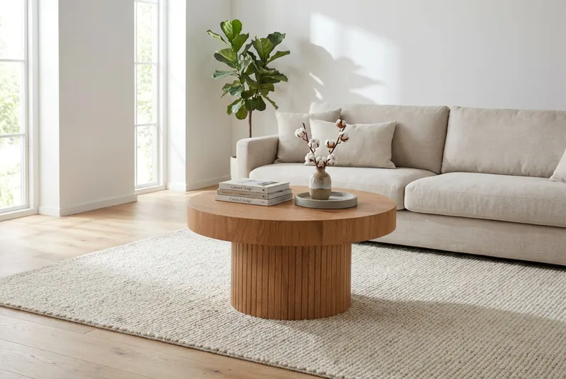 Kopparbo Rundt Sofabord 85 cm med tyk bordplade - Eg - Møbler - Borde - Sofabord