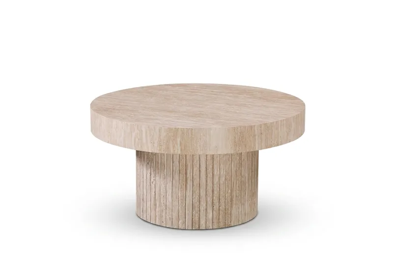 Kopparbo Rundt Sofabord 85 cm med tyk bordplade - Travertin - Møbler - Borde - Sofabord