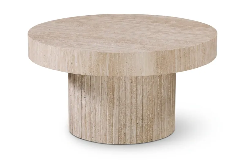 Kopparbo Rundt Sofabord 85 cm med tyk bordplade, Travertin