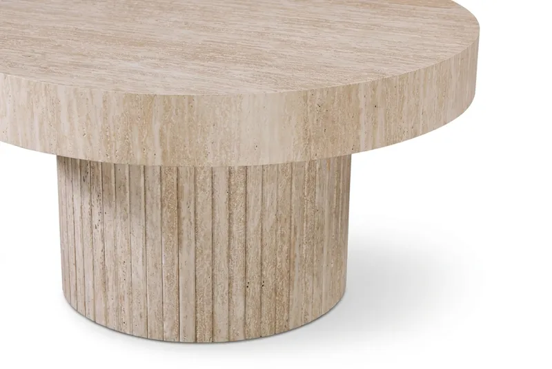 Kopparbo Rundt Sofabord 85 cm med tyk bordplade - Travertin - Møbler - Borde - Sofabord