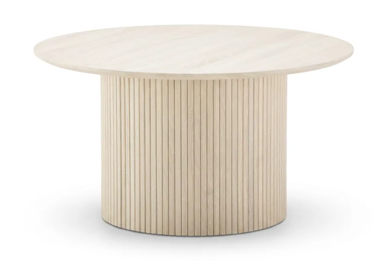 Kopparbo rundt sofabord 85 cm med tynd bordplade, Hvidbejdset eg