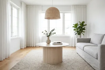 Kopparbo rundt sofabord 85 cm med tynd bordplade - Hvidbejdset eg - Møbler - Borde - Sofabord