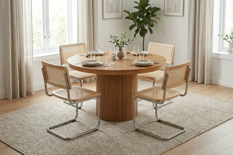 Kopparbo rundt spisebord, forlængeligt 120-220 cm finer - Eg - Møbler - Borde - Spisebord og køkkenbord