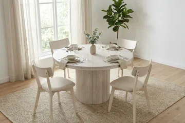 Kopparbo rundt spisebord, forlængeligt 120-220 cm finer - Hvidbejdset eg - Møbler - Borde - Spisebord og køkkenbord