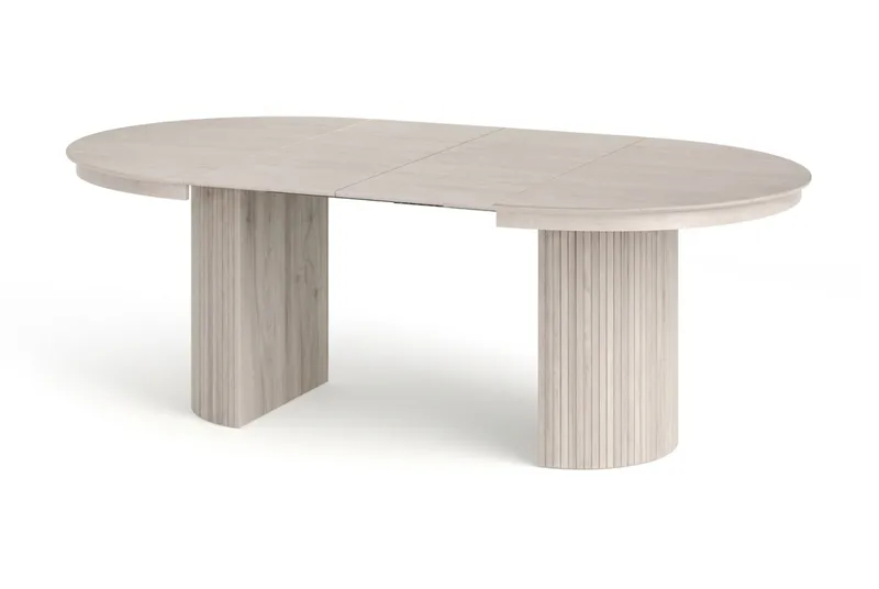 Kopparbo rundt spisebord, forlængeligt 120-220 cm finer, Hvidlaseret