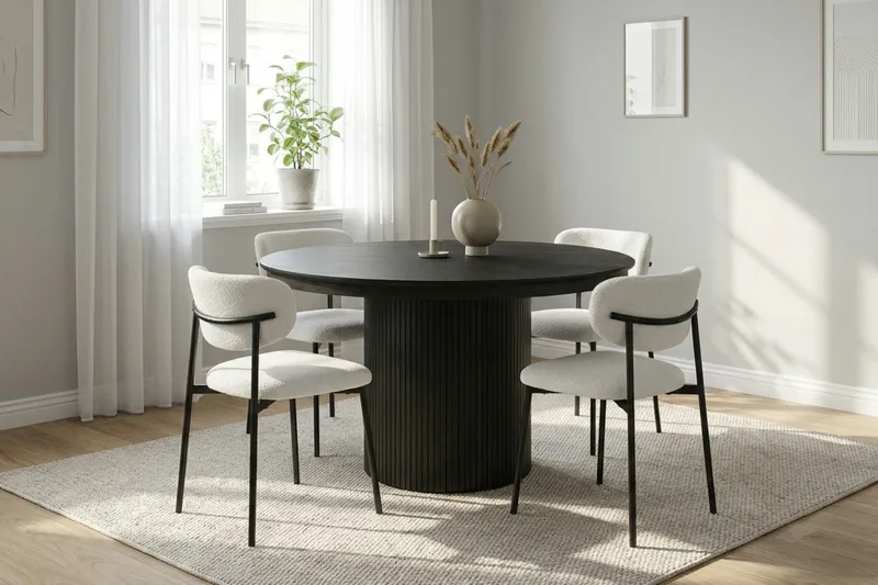 Kopparbo rundt spisebord, forlængeligt 120-220 cm finer - Sort - Møbler - Borde - Spisebord og køkkenbord