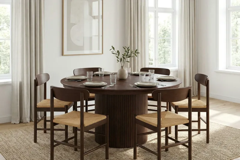 Kopparbo rundt spisebord, forlængeligt 140-240 cm finer - Valnød - Møbler - Borde - Spisebord og køkkenbord