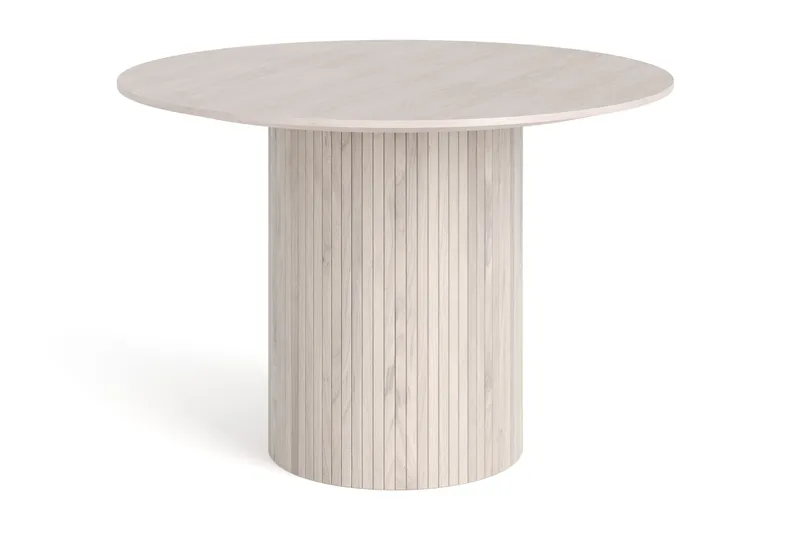 Kopparbo rundt spisebord 110 cm finer, Hvidlaseret