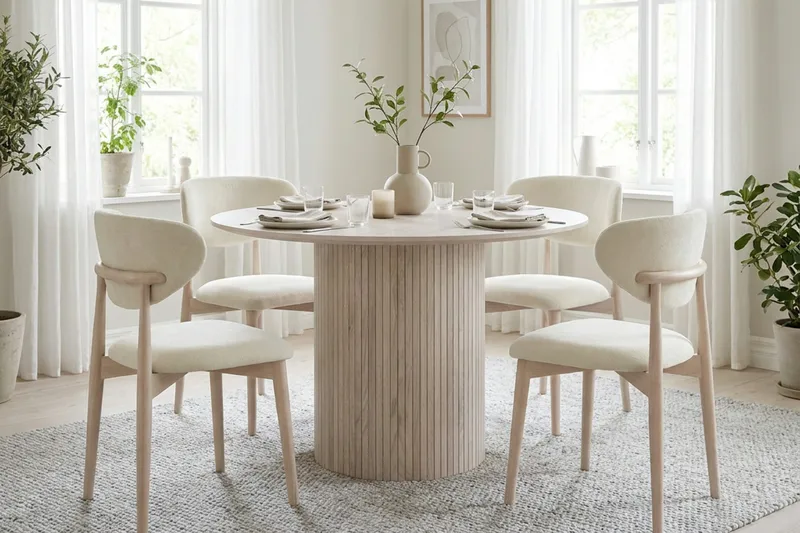 Kopparbo rundt spisebord 110 cm finer - Hvidlaseret - Møbler - Borde - Spisebord og køkkenbord