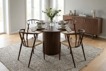 Kopparbo rundt spisebord 110 cm med træ- og valnøddelook - Valnød - Møbler - Borde - Spisebord og køkkenbord