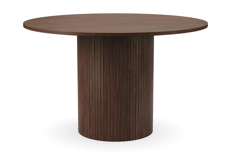 Kopparbo Rundt Spisebord 120 cm med 4 Filip Spisestole - Mørkebrun / Hvid Bouclé - Møbler - Borde - Spisebordssæt