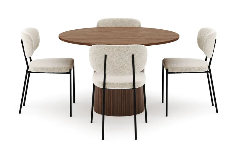 Kopparbo Rundt Spisebord 120 cm med 4 Gemmiano Stole - Mørkebrun - Møbler - Borde - Spisebordssæt