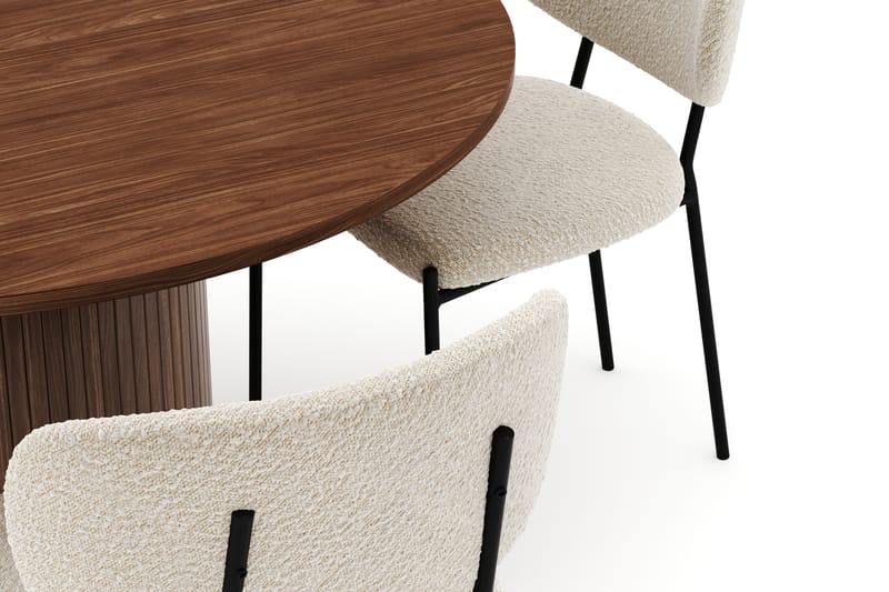 Kopparbo Rundt Spisebord 120 cm med 4 Gemmiano Stole - Mørkebrun - Møbler - Borde - Spisebordssæt
