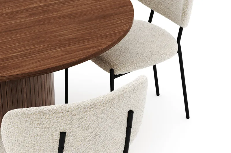 Kopparbo Rundt Spisebord 120 cm med 4 Gemmiano Stole - Mørkebrun - Møbler - Borde - Spisebordssæt