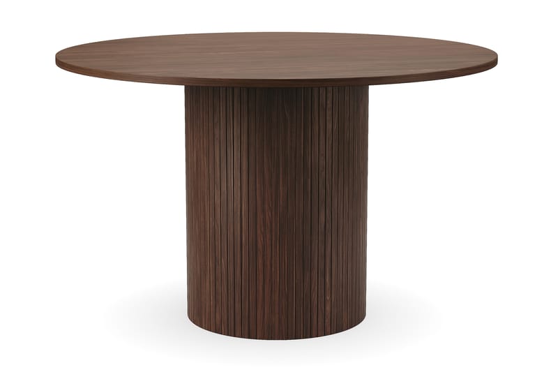 Kopparbo Rundt Spisebord 120 cm til 6 personer med 4 Lucy Spisestole - Mørkebrun / Hvid Bouclé / Metalben Sort - Møbler - Borde - Spisebordssæt