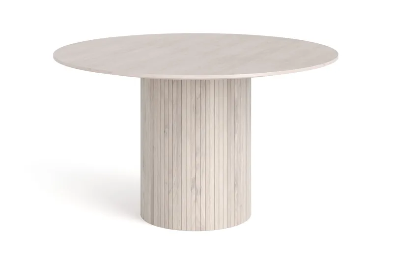 Kopparbo rundt spisebord 130 cm finer, Hvidlaseret