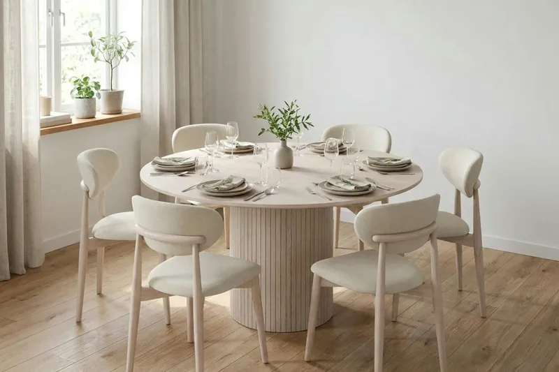Kopparbo rundt spisebord 130 cm finer - Hvidlaseret - Møbler - Borde - Spisebord og køkkenbord