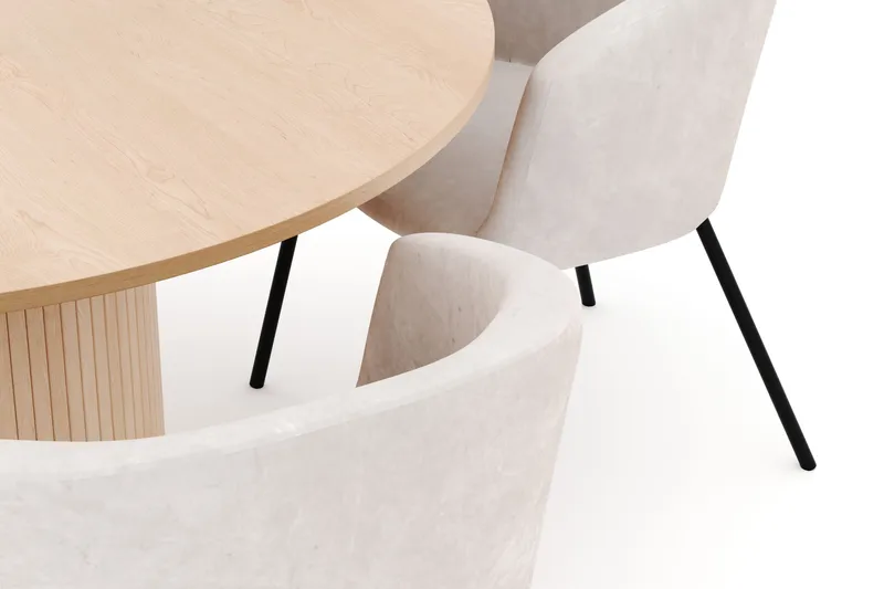 Kopparbo Rundt Spisebord 130 cm med 4 Berit Stole - Beige - Møbler - Borde - Spisebordssæt