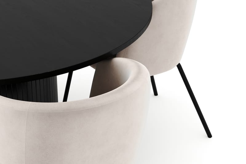 Kopparbo Rundt Spisebord 130 cm med 4 Berit Stole - Sort - Møbler - Borde - Spisebordssæt