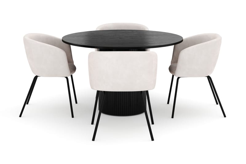 Kopparbo Rundt Spisebord 130 cm med 4 Berit Stole - Sort - Møbler - Borde - Spisebordssæt