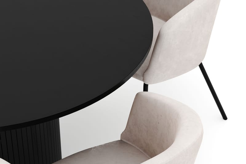 Kopparbo Rundt Spisebord 130 cm med 4 Berit Stole - Sort - Møbler - Borde - Spisebordssæt