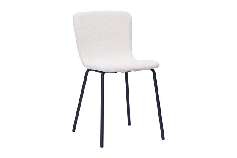 Kopparbo Rundt Spisebord 130 cm med 4 Katy Spisestole - Sort træ / Hvid Bouclé / Metalben Sort - Møbler - Borde - Spisebordssæt
