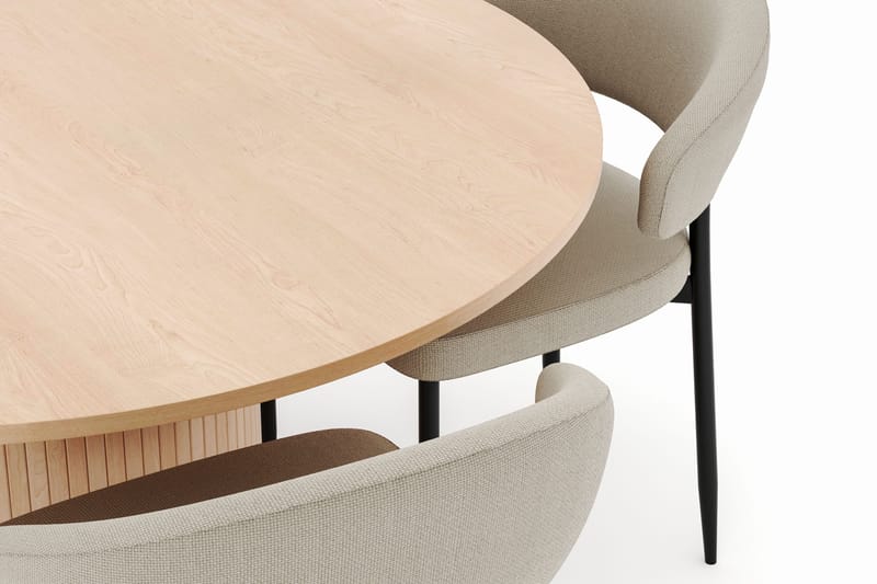 Kopparbo Rundt Spisebord 130 cm med 4 Sawako Stole - Beige - Møbler - Borde - Spisebordssæt