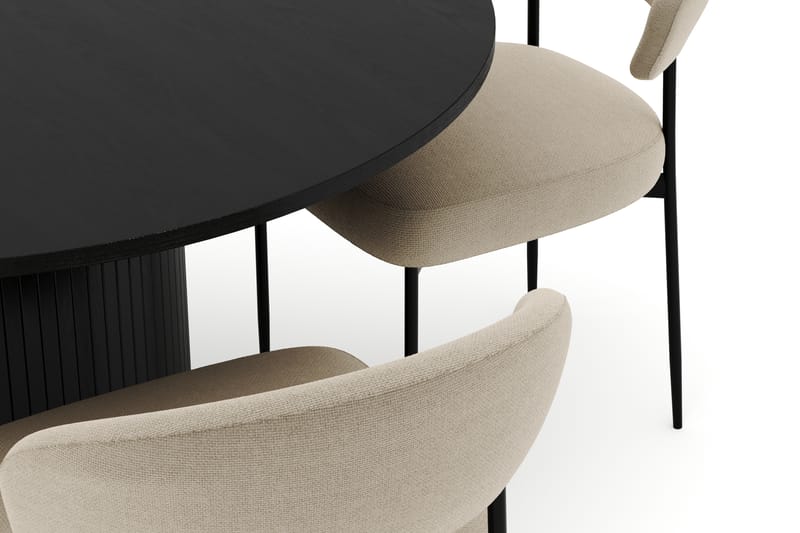 Kopparbo Rundt Spisebord 130 cm med 4 Sawako Stole - Sort - Møbler - Borde - Spisebordssæt