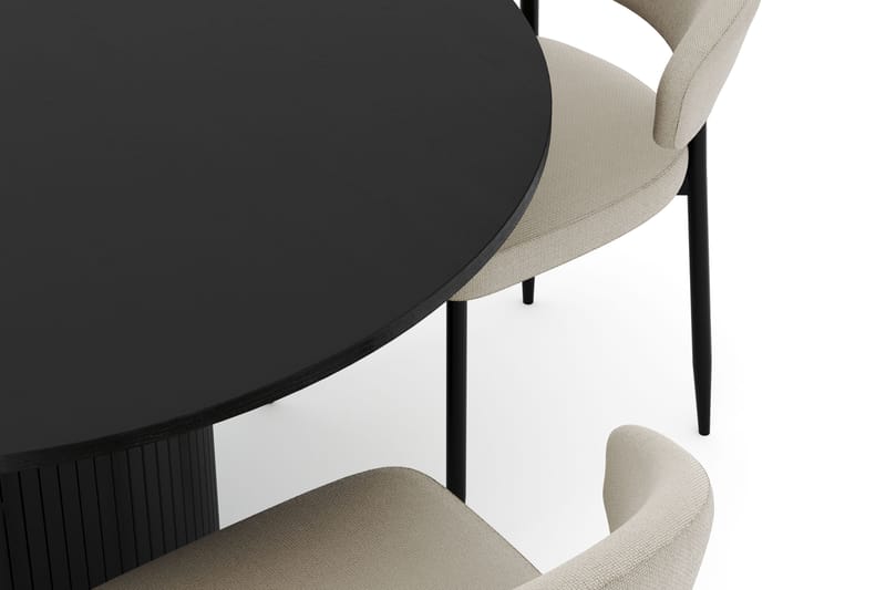 Kopparbo Rundt Spisebord 130 cm med 4 Sawako Stole - Sort - Møbler - Borde - Spisebordssæt