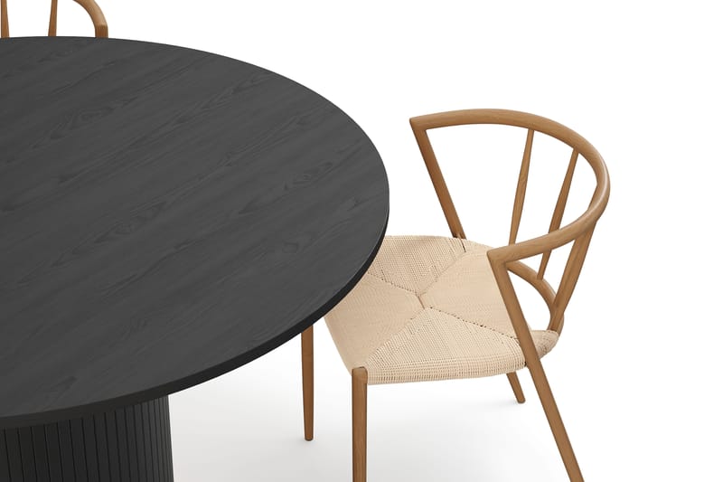 Kopparbo Rundt Spisebord 130 cm med 4 Winston Spisestole - Sort træ / Beige / Metalben Eg - Møbler - Borde - Spisebordssæt