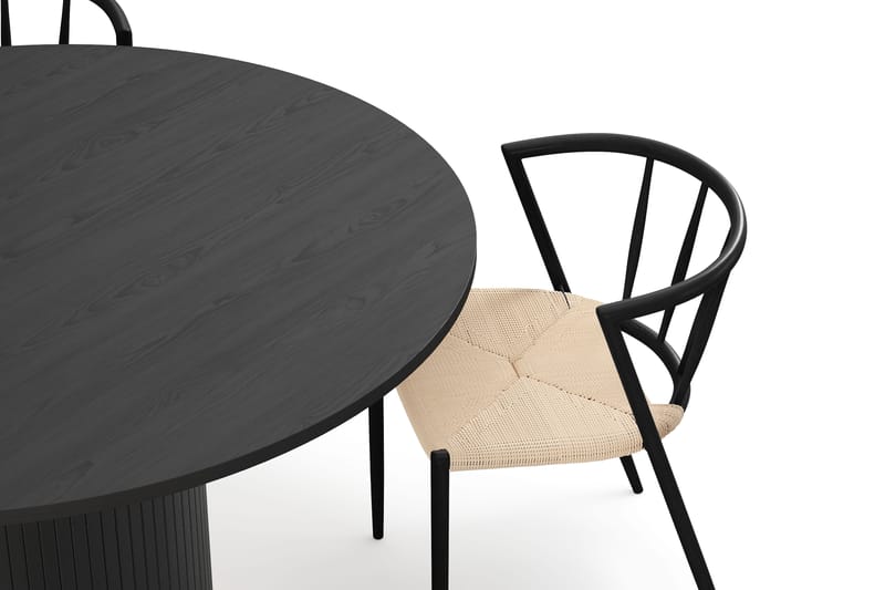 Kopparbo Rundt Spisebord 130 cm med 4 Winston Spisestole - Sort træ / Beige / Metalben Sort - Møbler - Borde - Spisebordssæt
