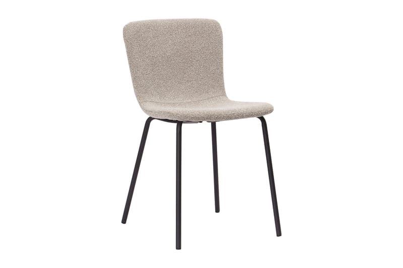 Kopparbo Rundt Spisebord 130 cm med 6 Katy Spisestole - Sort træ / Greige Bouclé / Metalben Sort - Møbler - Borde - Spisebordssæt