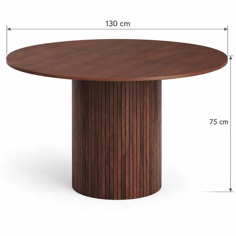 Kopparbo rundt spisebord 130 cm med træ- og valnøddelook - Valnød - Møbler - Borde - Spisebord og køkkenbord