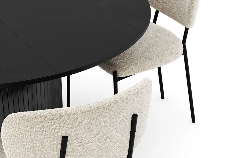 Kopparbo Rundt Spisebord 130 cm Udtrækkeligt med 4 Gemmiano Stole - Sort - Møbler - Borde - Spisebordssæt